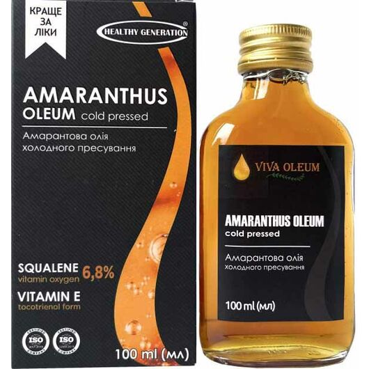 100% Амарантова олія холодного віджиму Viva Oleum, 100мл